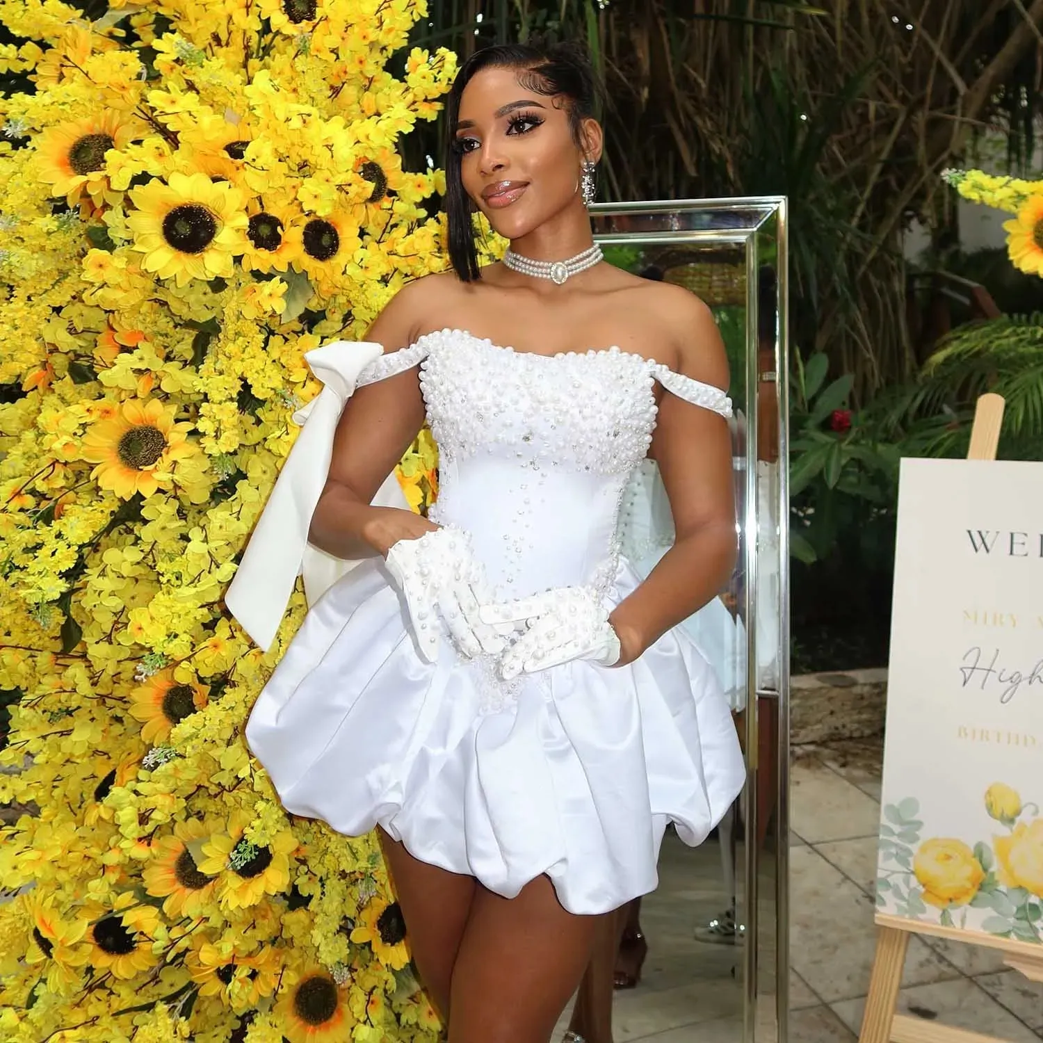 off white short prom dresses Short Lace Off Shoulders Wedding Dress Short Prom Dress with Sleeves