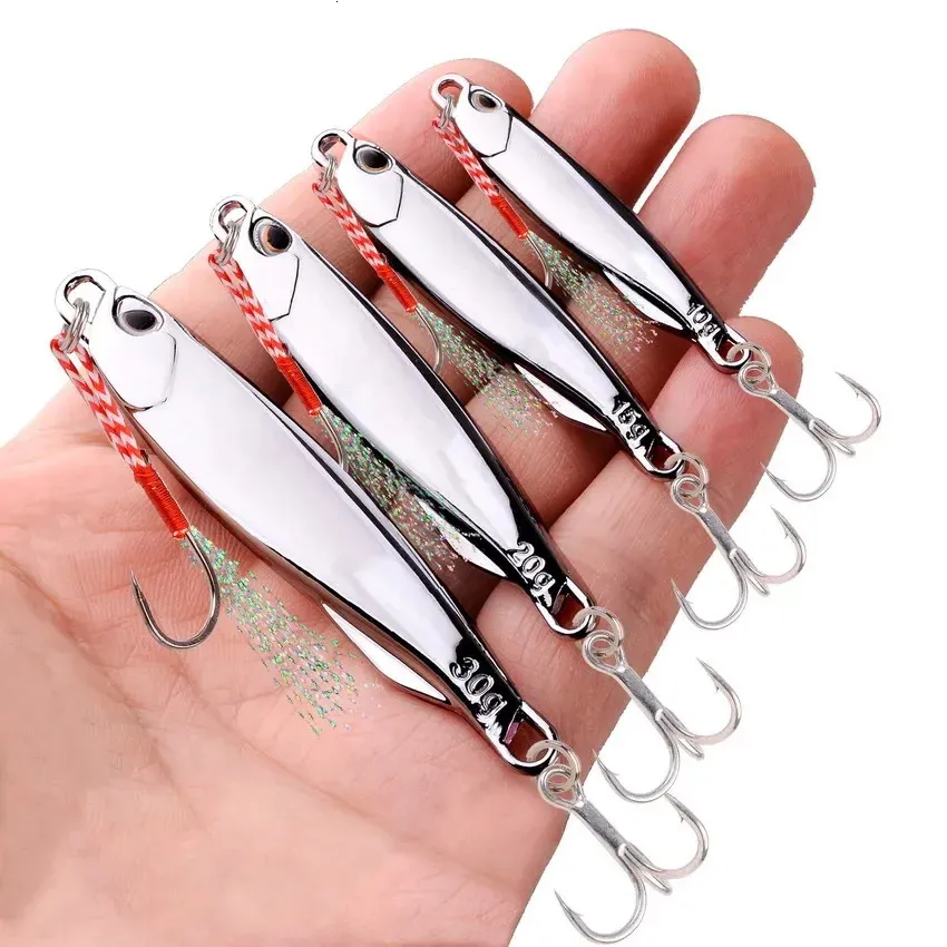 250904 Silvery Metal Jig Lures   10g To 30g... 