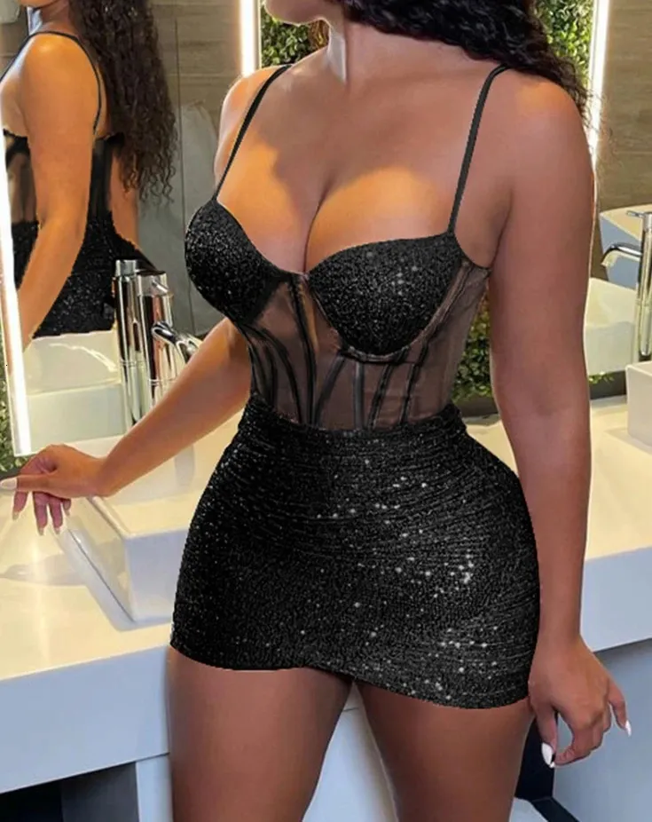 Sex Dresses Women Contrast Mesh Cami Allover Sequin... From Weigang02,  $23.34 | DHgate.Com