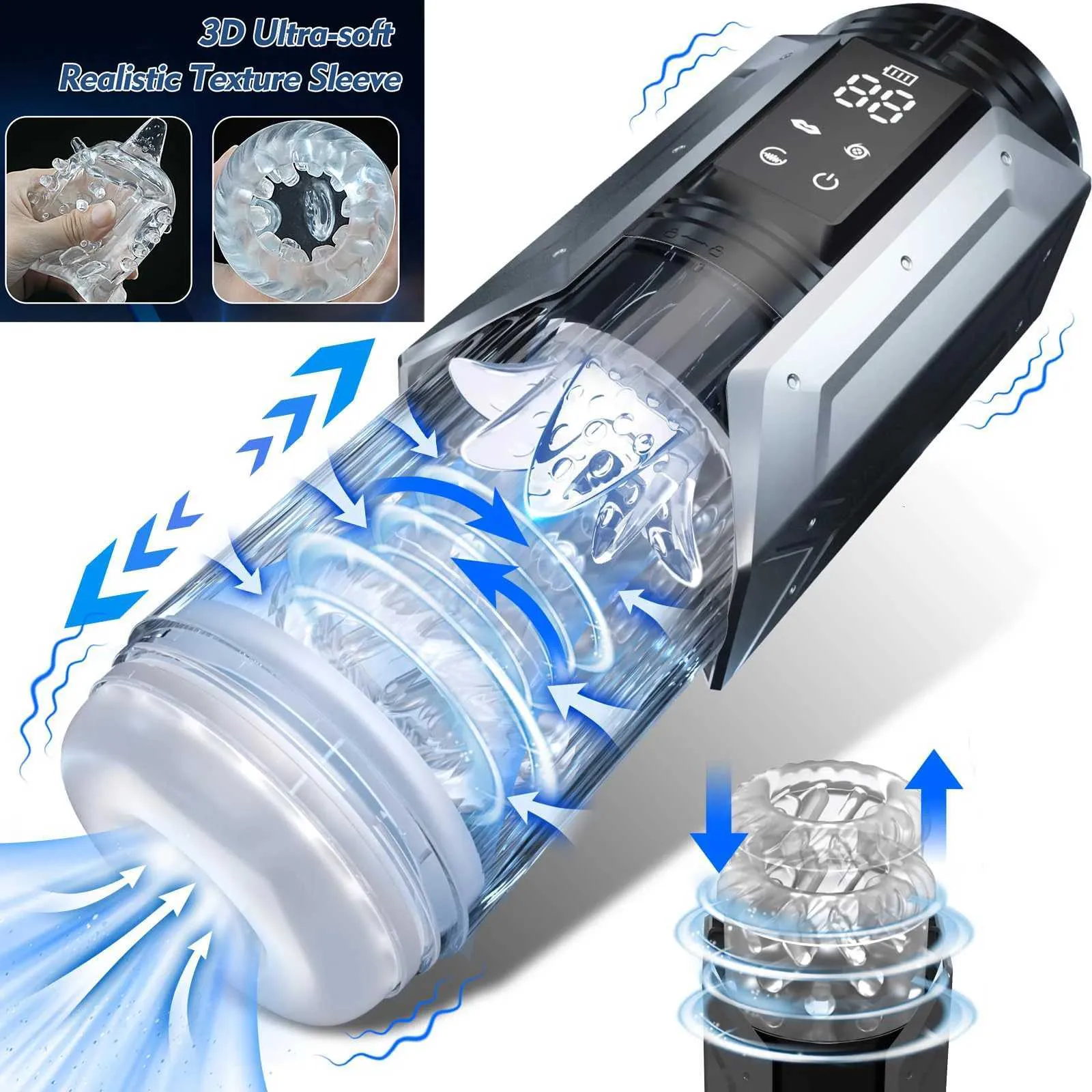 2025 LED Automatic Male Masturbator Cup 7 Sucking Rotating Licking ...