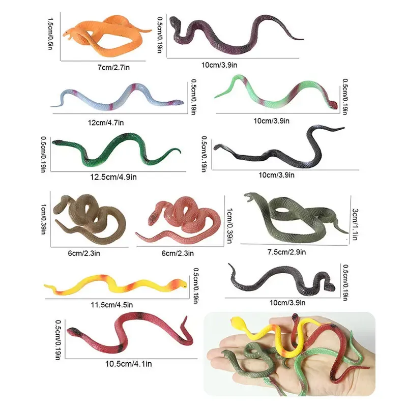 Lote De 32 Serpientes De Plástico Realistas De 9-12 Cm – Juguetes De Broma Y Decoración Para Halloween Y Fiestas