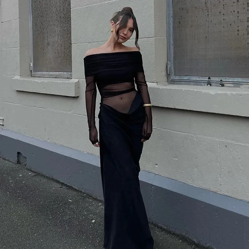 y2k off shoulder dress Y2K Summer Off Shoulder Long Sleeve Dress