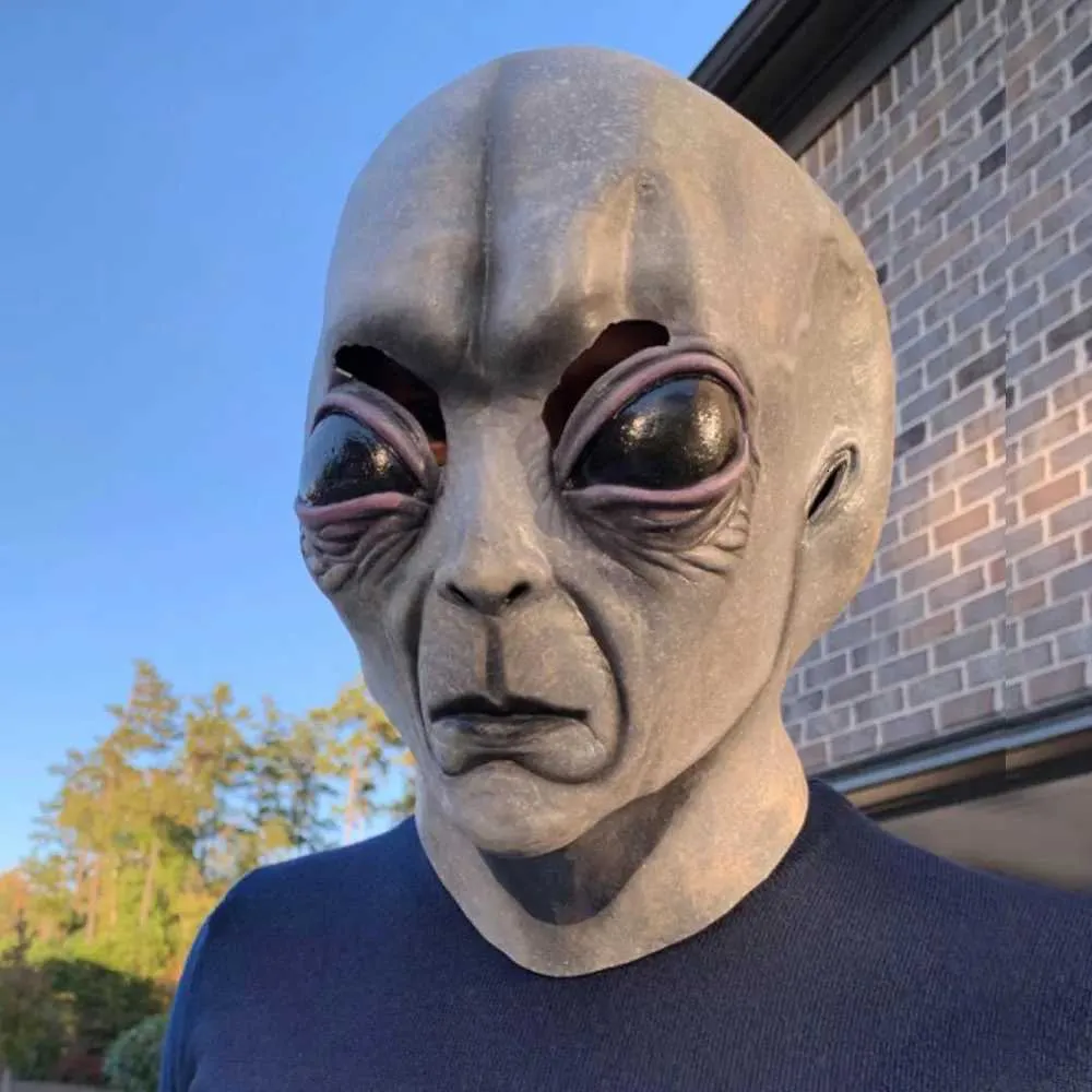 PropsXJ Alien Skull Mask UFO Big Eyes Latex Cosplay Helmet For ...