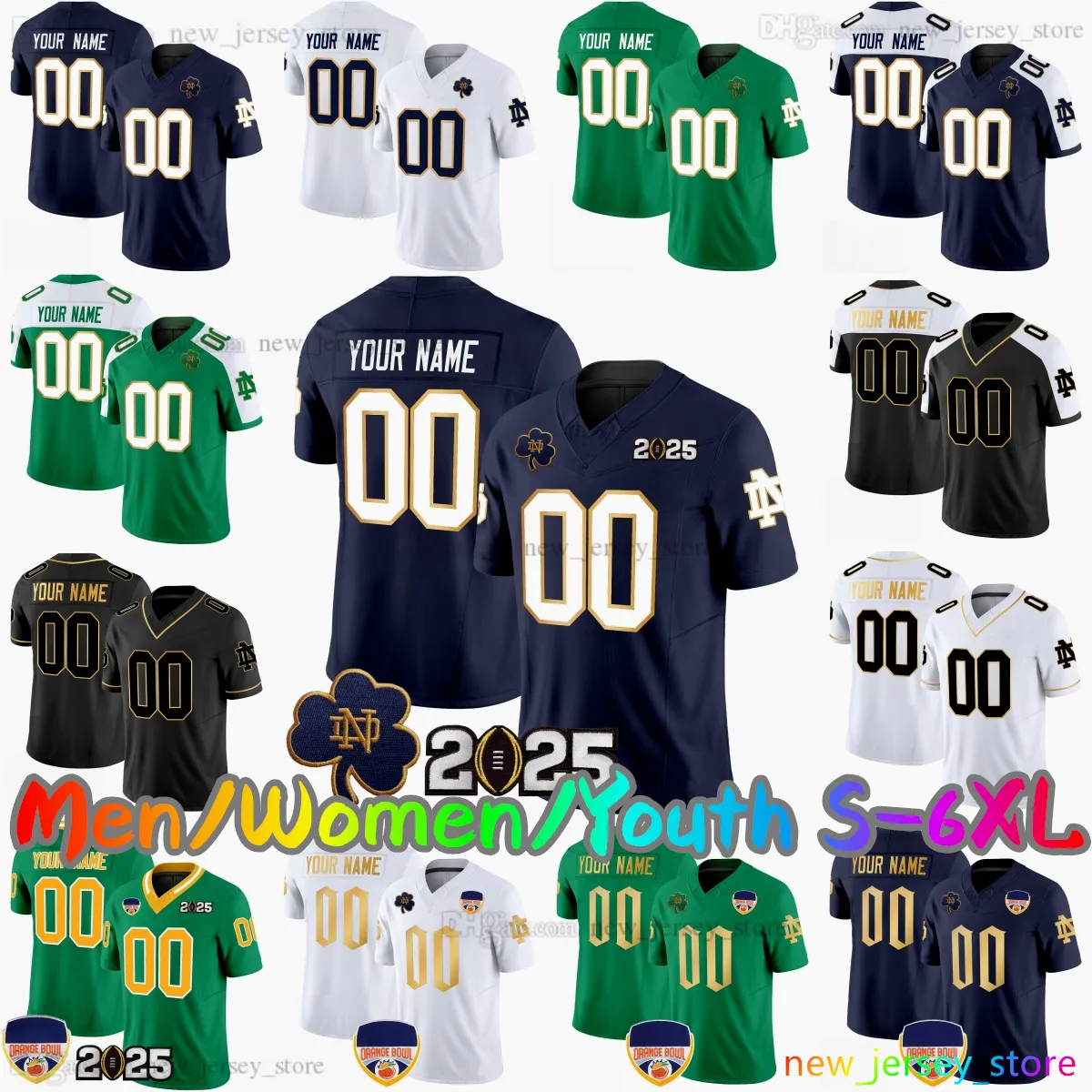 2025 Custom S 6XL Notre Dame Fighting Irish College Football