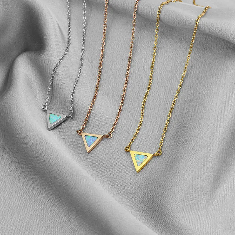 Triangular Link Chain Unisex Stainless Steel Opal-Inspired Necklace with 50cm Link Chain and ...