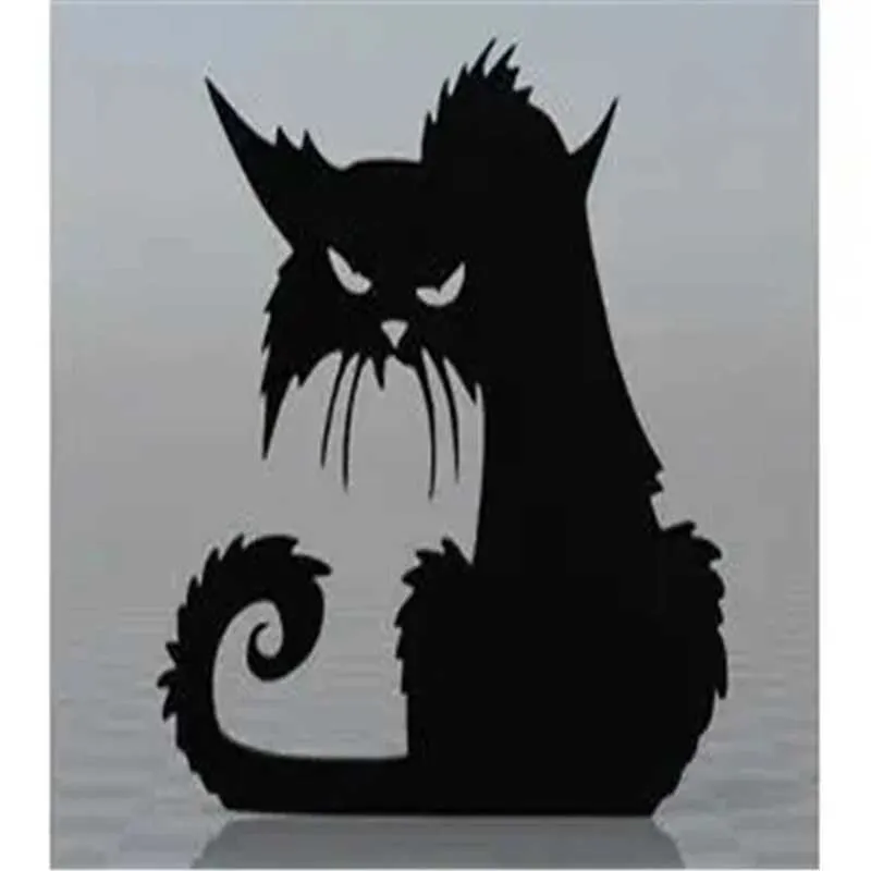 Halloween Black Cat Glass Window Back Sculpture Wall Sticker - 11x13cm ...