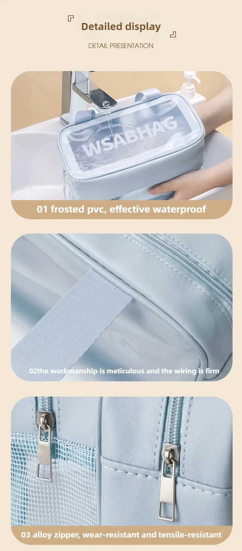 Large Capacity Transparent Dry Wet Separation Double-Layer Wash Bag ...