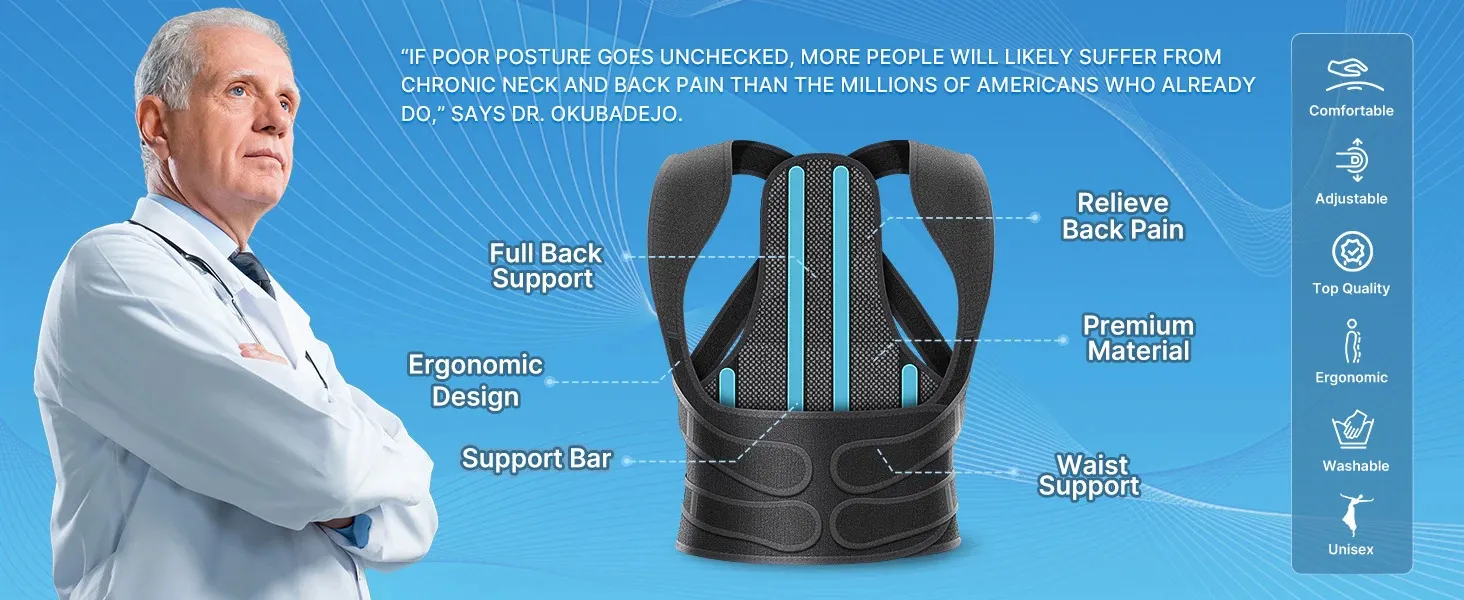 Back Brace Posture Corrector for Men and Women Full Support Upper Lower ...