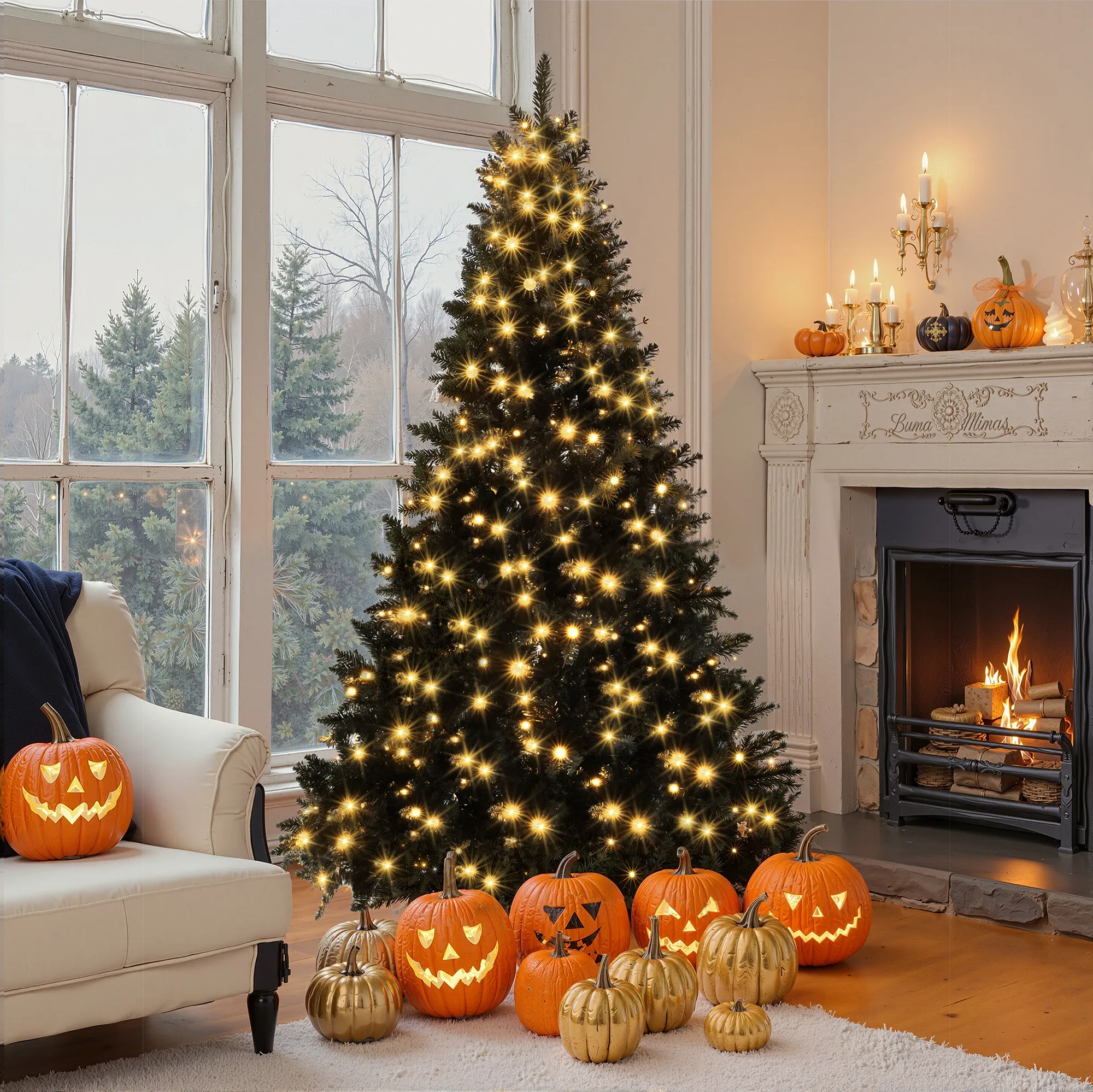 Optimized Product Title: 6FT Pre Lit Black Non Hinged Christmas Trees ...