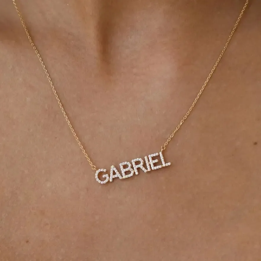 Custom Zircon Necklace With Fancy Crystal Letter Number, Personalized ...