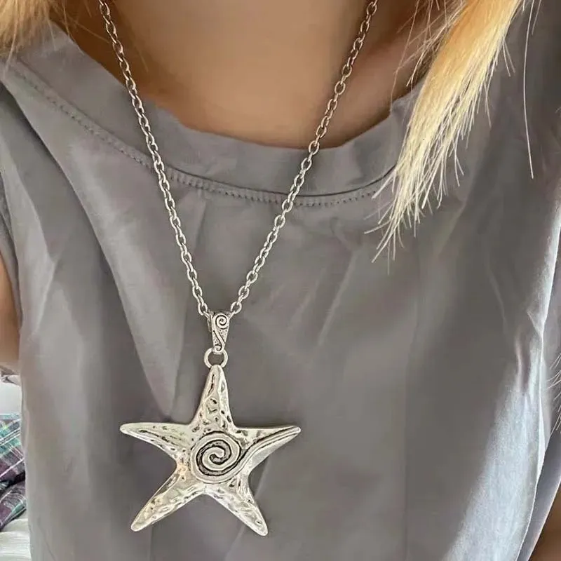Collana Con Ciondolo Stella Marina – Girocollo Boho Vintage Oceano – Gioielli Artigianali Per Donne E Ragazze – Colore Argento