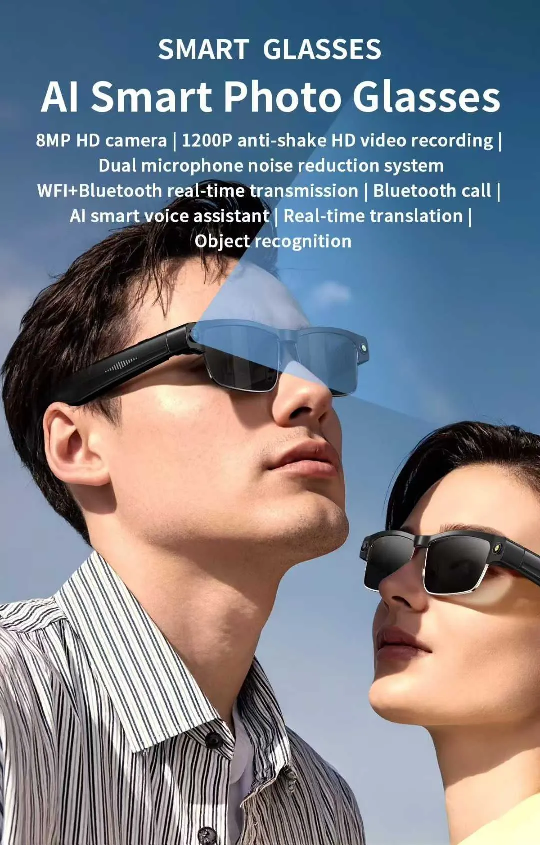 2025 New Product L802 Translation Glasses: 8-Megapixel Dual-Microphone Noise-Cancellation AI Object Recognition_voghion.com