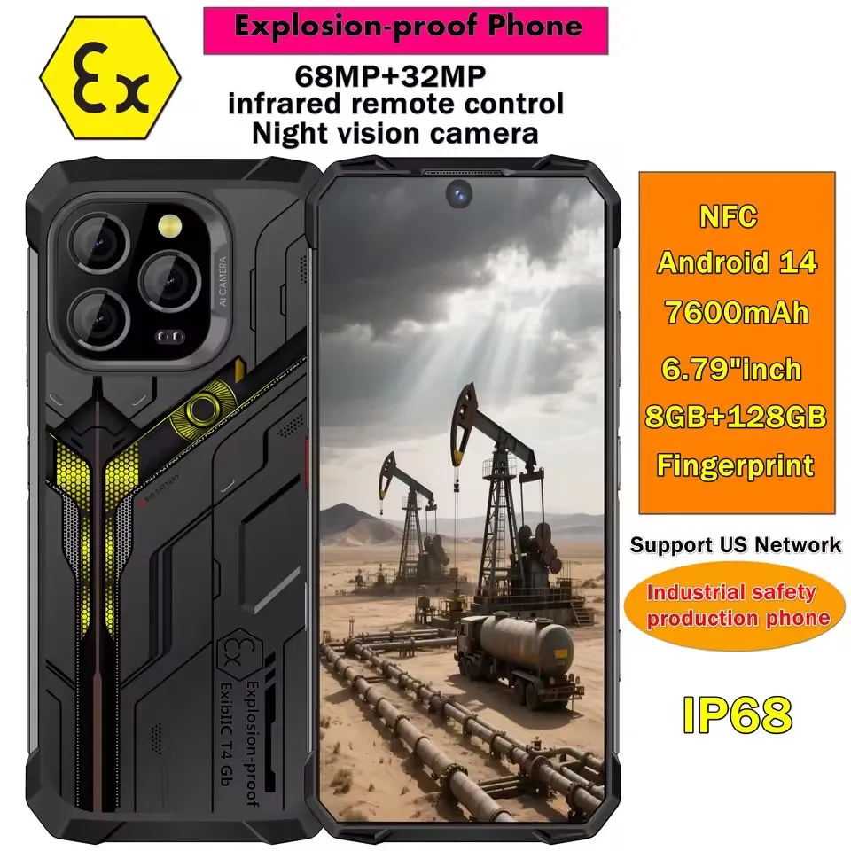 Explosion Proof Cell Phone 6.8 Inch Night Vision Camera Rugged Phone 4G ...