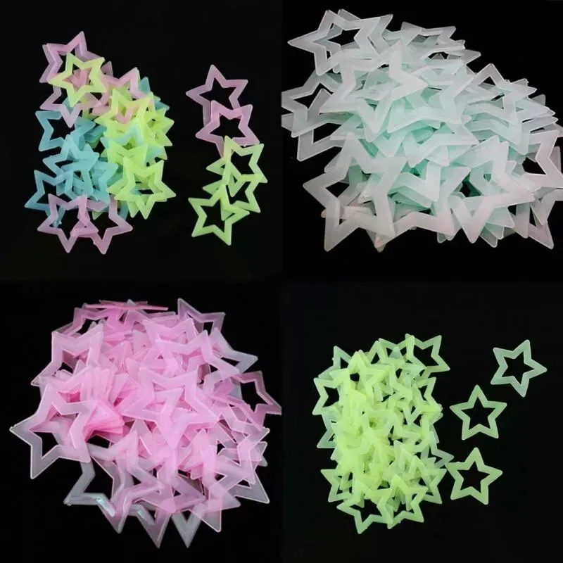 3D Hollow Star Energy Storage Moon Star Radium Stickers Fluorescent ...
