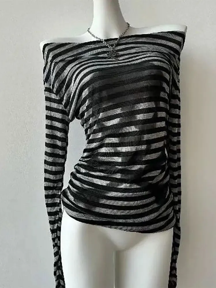Gothic Skull Stripe Tee Vintage Style Top For Women | DHgate