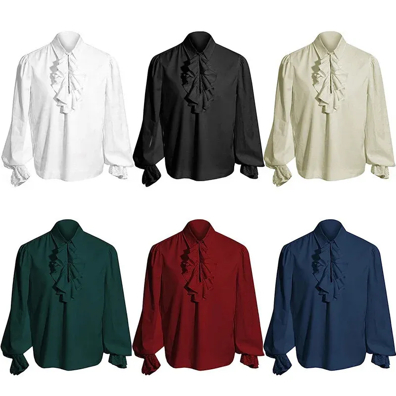 Adult Kids Renaissance Victorian Steampunk Pirate Ruffle Colonial Shirt ...