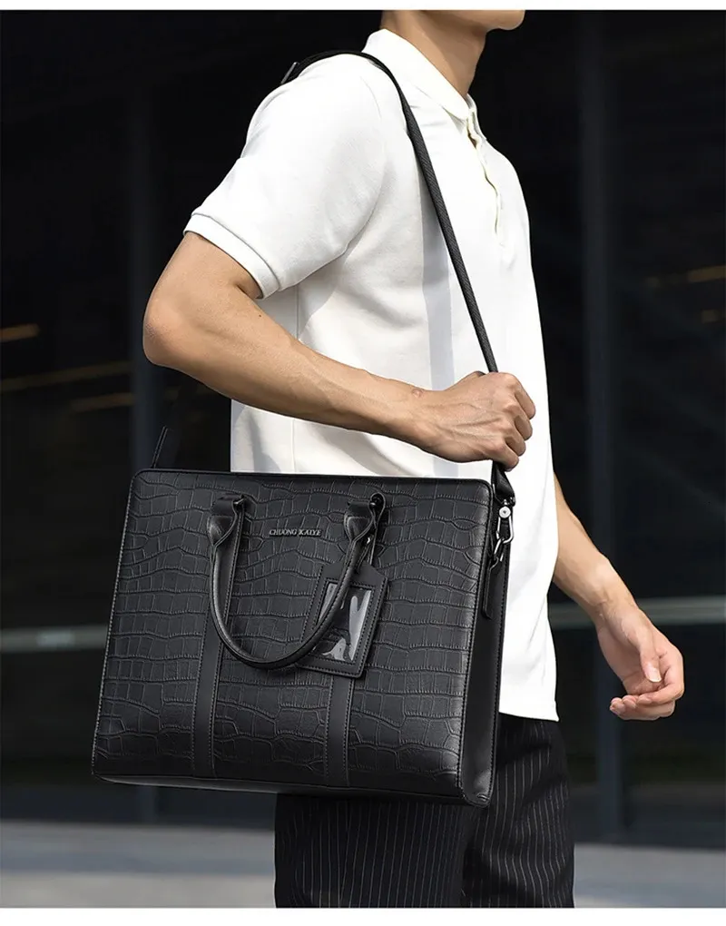Pvc Briefcase Men's PVC Briefcase Large Capacity Executive Business 14 Inch Laptop ...