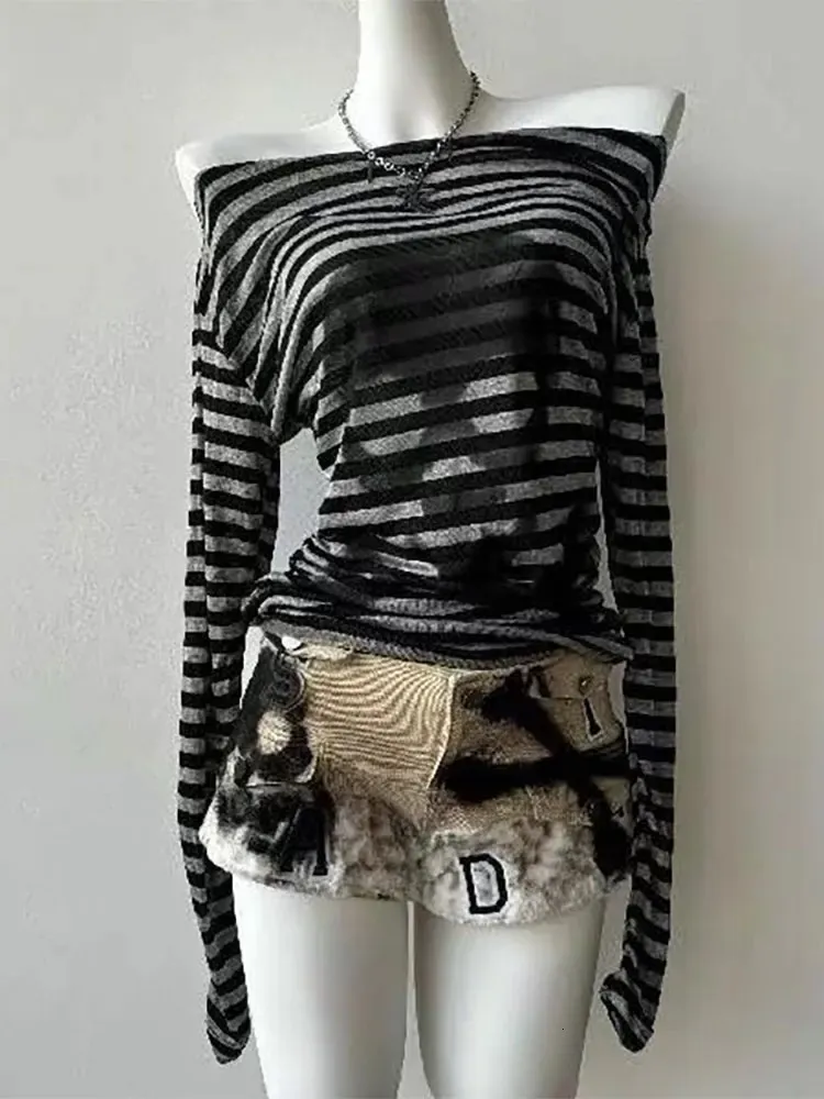 Gothic Skull Stripe Tee Vintage Style Top For Women | DHgate