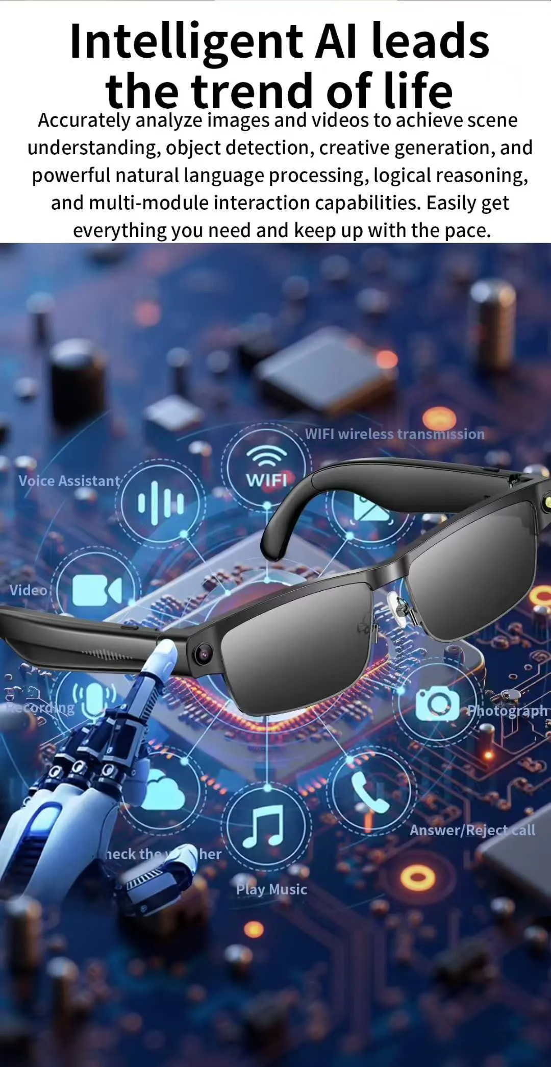 2025 New Product L802 Translation Glasses: 8-Megapixel Dual-Microphone Noise-Cancellation AI Object Recognition_voghion.com