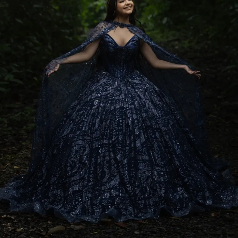 Blue Quinceanera Dress Sweet 15 Evening Dress Crystal Sleeveless Off Shoulder Ball Gown Dress main image 1