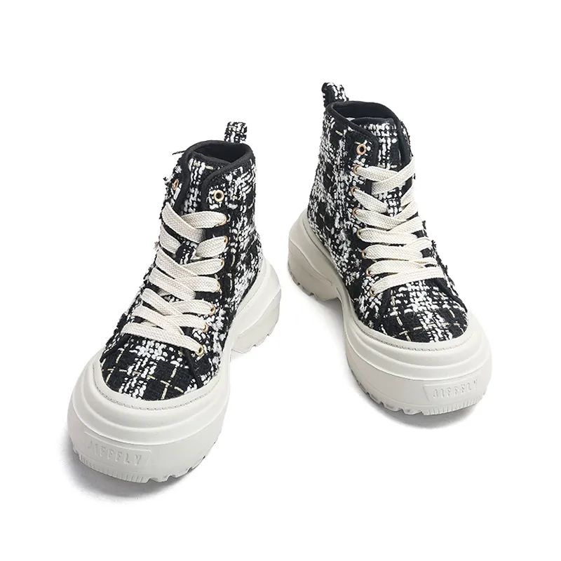 Fashionable High Top Trendy And Versatile Sports Height Increasing Short Boots, Casual Designer Shoes, Canvas Shoes_voghion.com