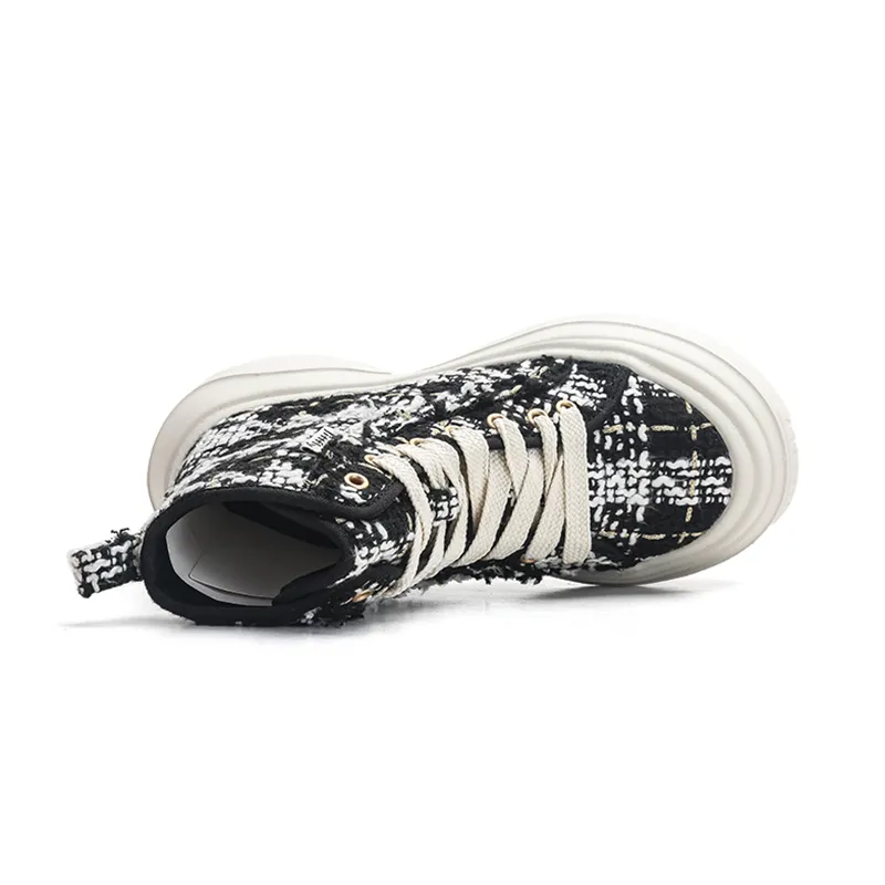 Fashionable High Top Trendy And Versatile Sports Height Increasing Short Boots, Casual Designer Shoes, Canvas Shoes_voghion.com