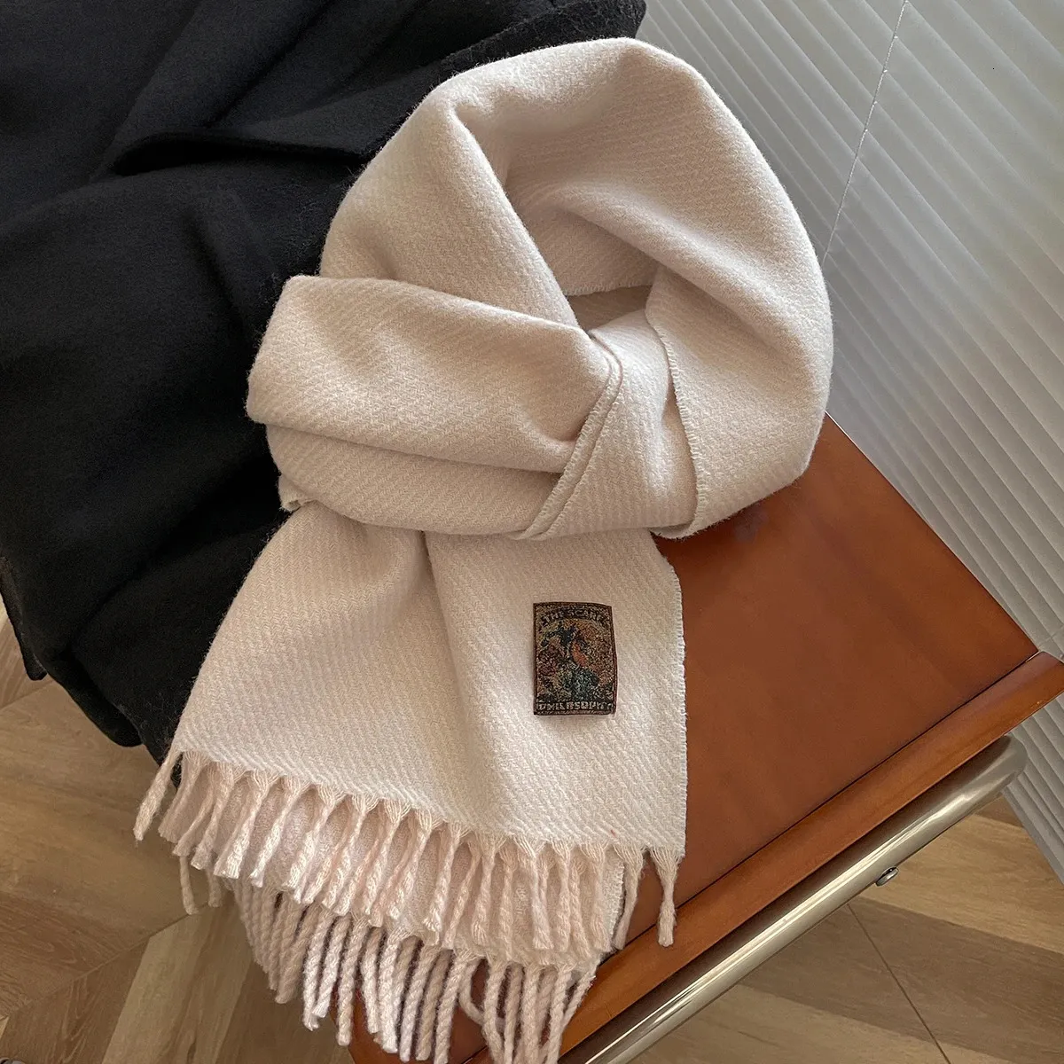 GLYLFQZJ Sciarpa Donna Lusso Doppio Lato – Imitazione Cashmere, Calda E Morbida, 180x65 Cm, Design Geometrico, Regalo Inverno