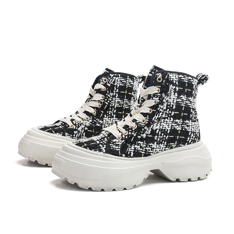 Fashionable High Top Trendy And Versatile Sports Height Increasing Short Boots, Casual Designer Shoes, Canvas Shoes_voghion.com
