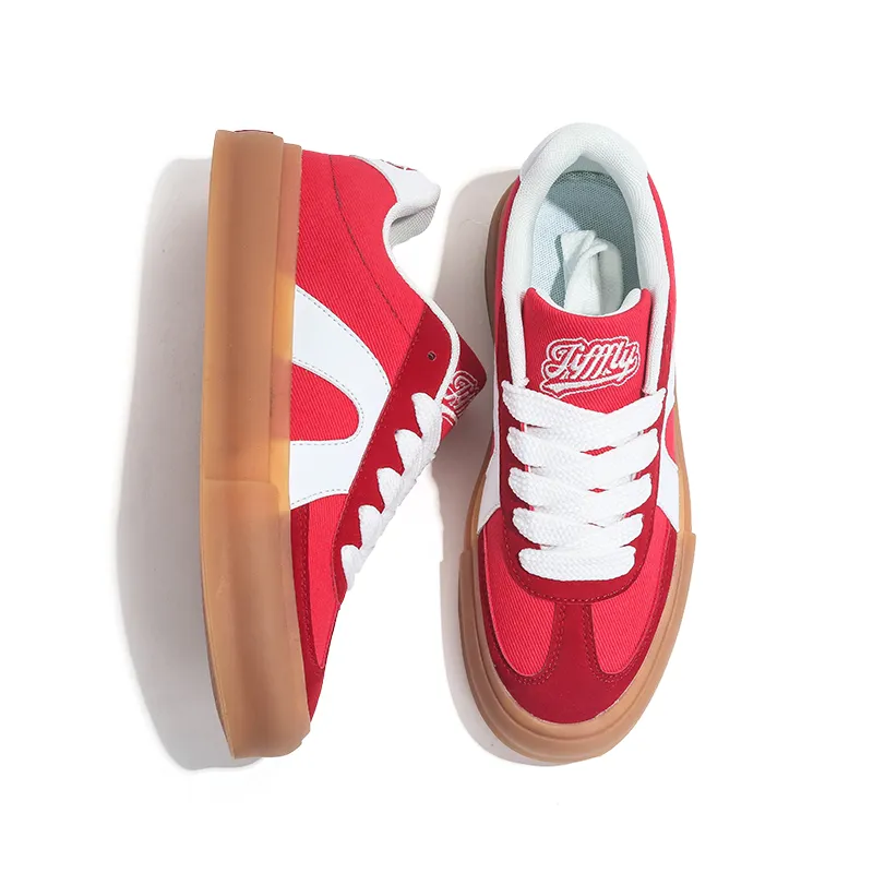 Red DeXun For Men And Women, Retro Thick Soled Sports Board New Couple's Versatile Casual Forrest Gump Shoes,_voghion.com