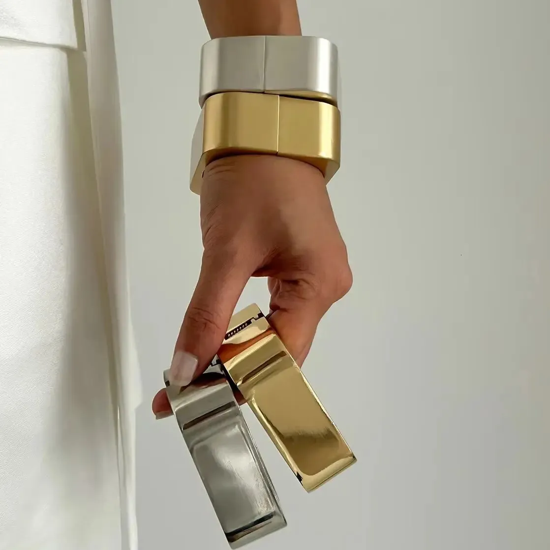 Diezi Punk Square Heavy Metal Matte Cuff Bangle Bracelet Party Jewelry ...