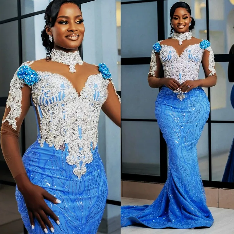 Aso Ebi Sky Blue Prom Dress 2025 Evening Dresses Elegant Dresses