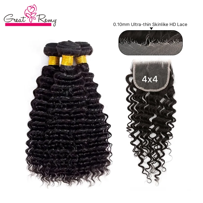 Greatremy Brazilian Remy Virgin Deep Wave Hair Bundles 3  display picture 1