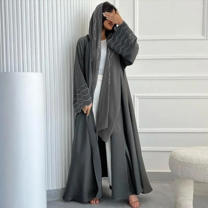 Muslim Women's Solid Color Abaya - Zipper Front Islamic Dress & Kaftan For Eid, Ramadan, Daily Wear - View #10