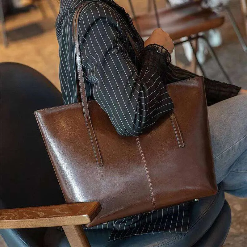 Hifashion Grote Tote van Echt Rundleer voor Dames 2025 Trend Designer A4 Schoudertas Laptoptas Shopper Dames_voghion.com
