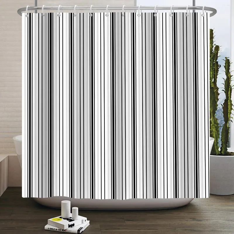 Lässiger Duschvorhang Marineblau Gestreift – Wasserdichtes Polyester, 183 X 183 Cm, Inkl. Haken