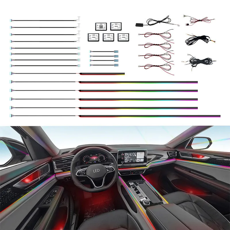 Universal Car Interior LED Light Strip Ambient Neon EL Wire RGB 12V 8W ...