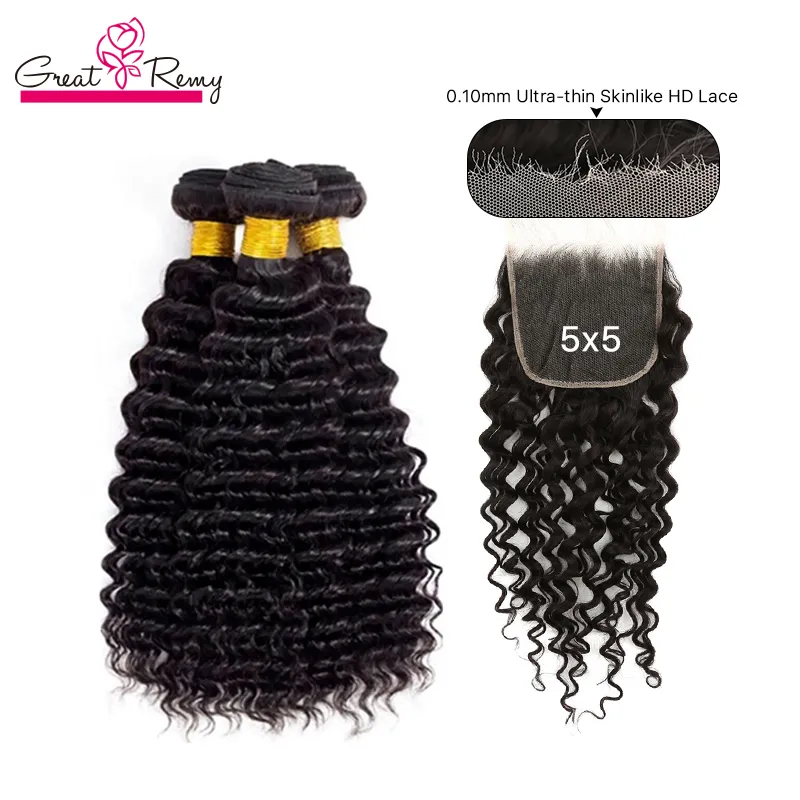 Greatremy Brazilian Remy Virgin Deep Wave Hair Bundles 3  display picture 1