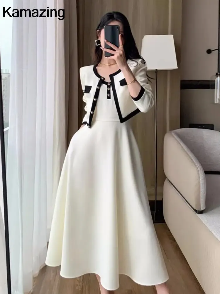 2 piece midi dress set Mable Lotta Love Two Piece Midi Dress - Size L - Long Sleeve Cropped Top & Side-Slit Skirt
