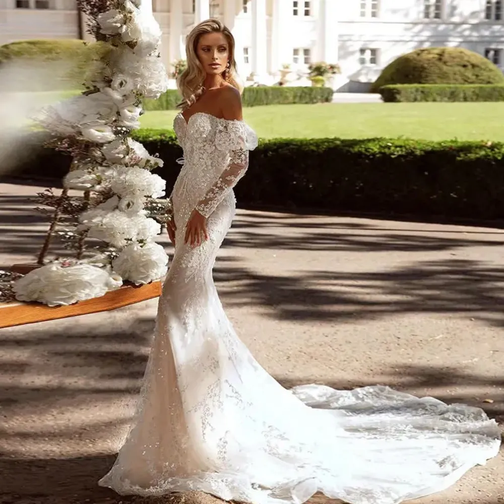 Vintage Wedding Dress Lace Satin Organza Mermaid Ballgown Off-Shoulder  Sleeves Zipper Closure Detachable Train from Dhgate Mermaid Wedding Dresses  - price 157.79