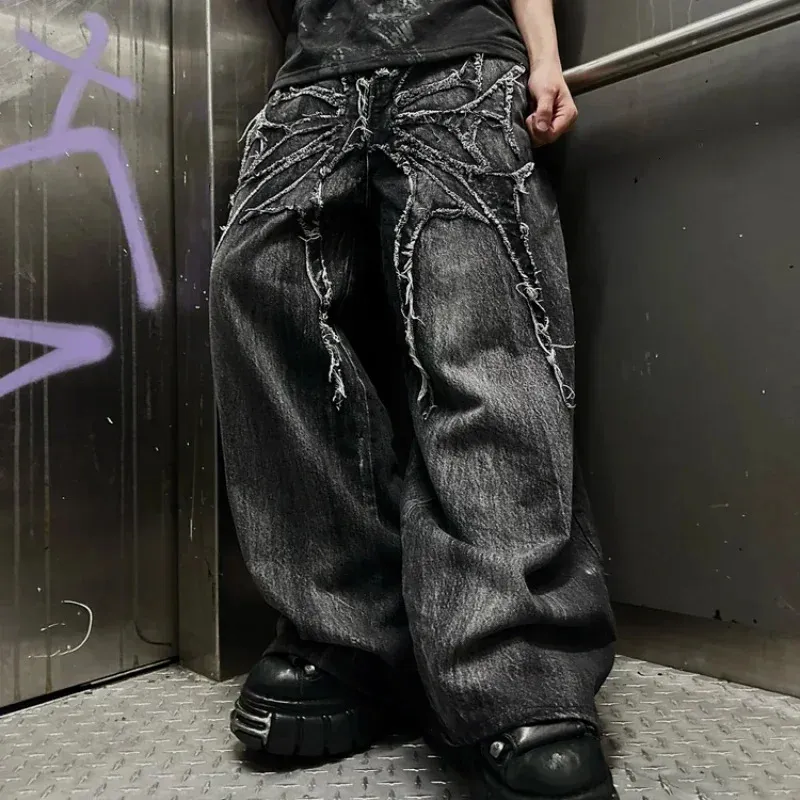 Y2K Baggy Jeans Gothic Embroidered Spider Wide Leg From