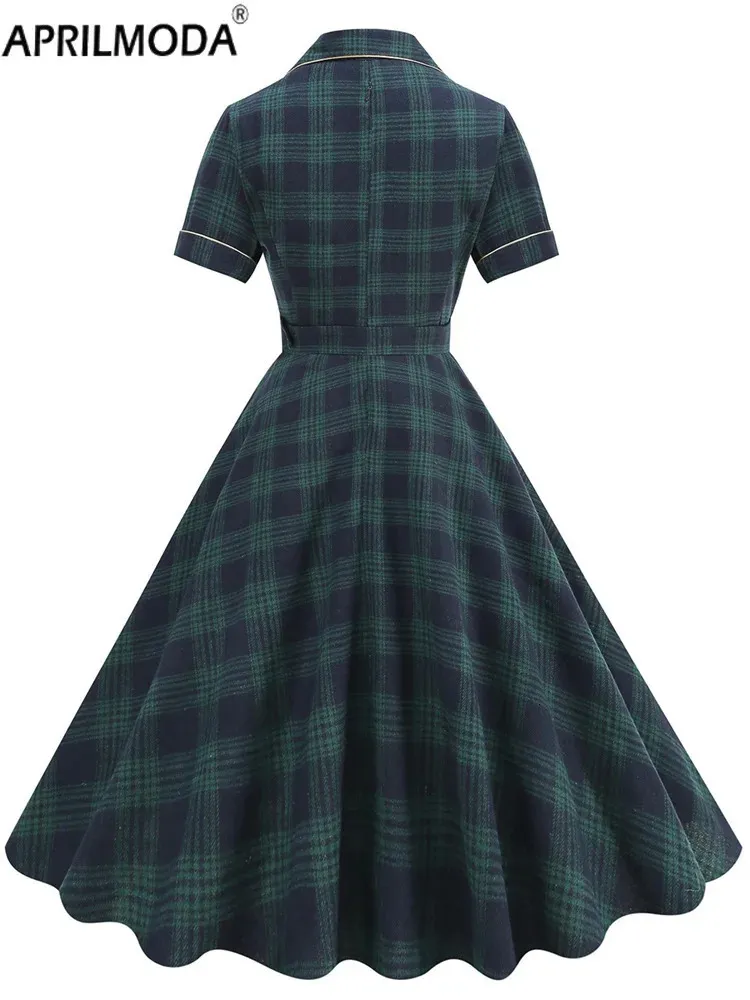 casual holiday dresses for over 50s England Style Vintage Christmas Party Dress Plaid Print Slim Fit Pinup Swing Flare Tea Dress with Belt from Dhgate Urban Sexy cute christmas dresses