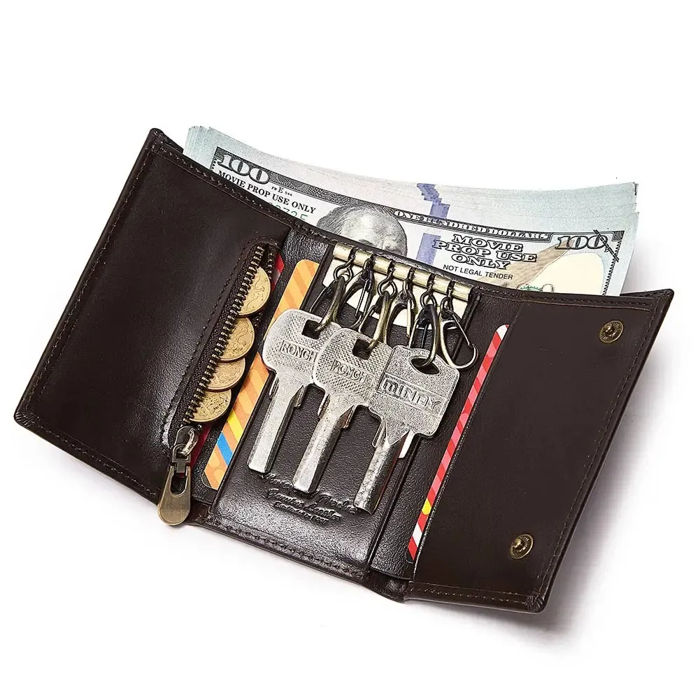 Genuine Cowhide Leather Key Holder Wallet for Men, Casual Keys ...