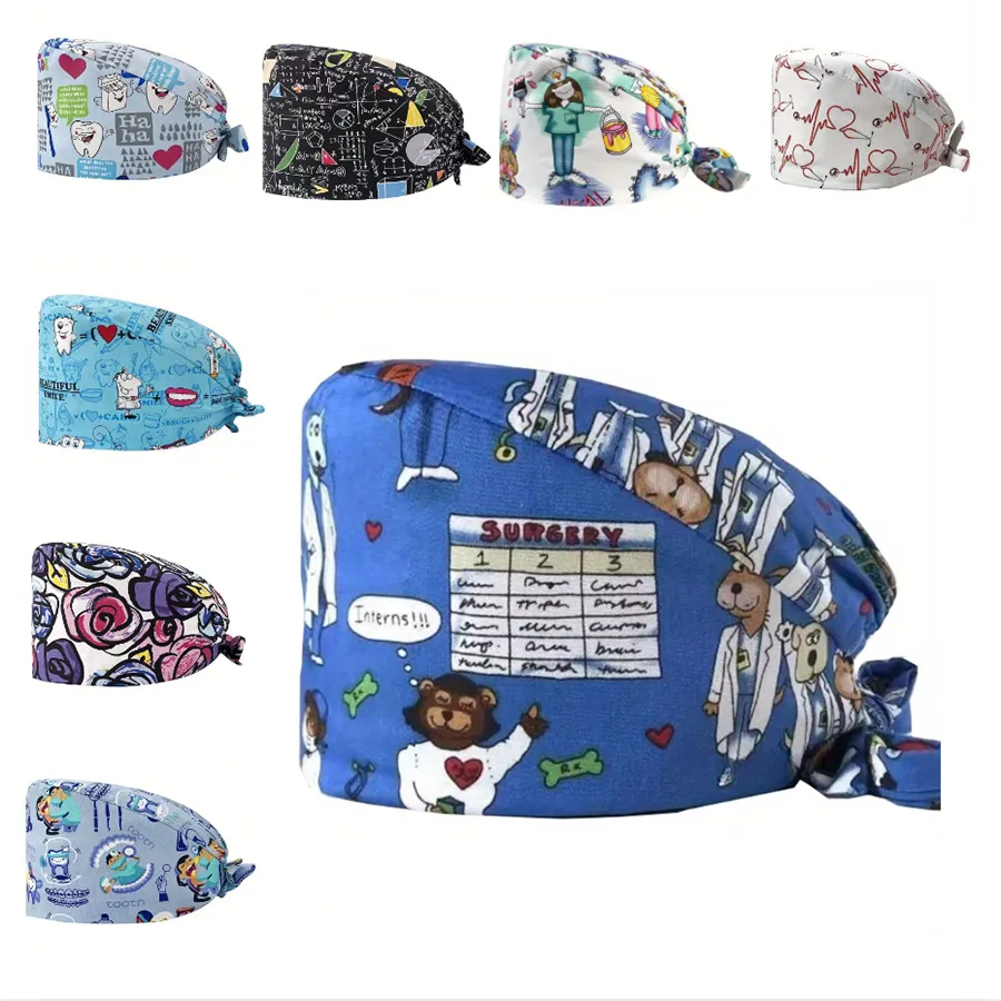 Surgical Caps: Adjustable Print Scrub Hats for Doctors and Nurses from ...