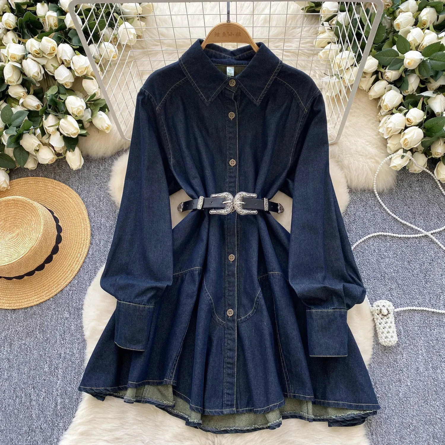 images of denim dresses Layers Maxi Dress Anarkali gown length skirt Size:XS3 Armani Jeans Denim dress