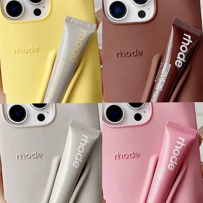 17 Pro Max Silicone Phone Case 3D Lipstick Holder With Lip Gloss