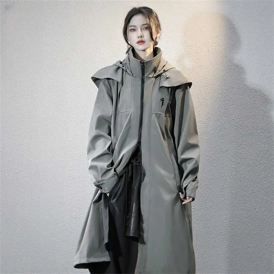 2025 Women Tactical Trench Coat Slim Acetate Windbreaker Long