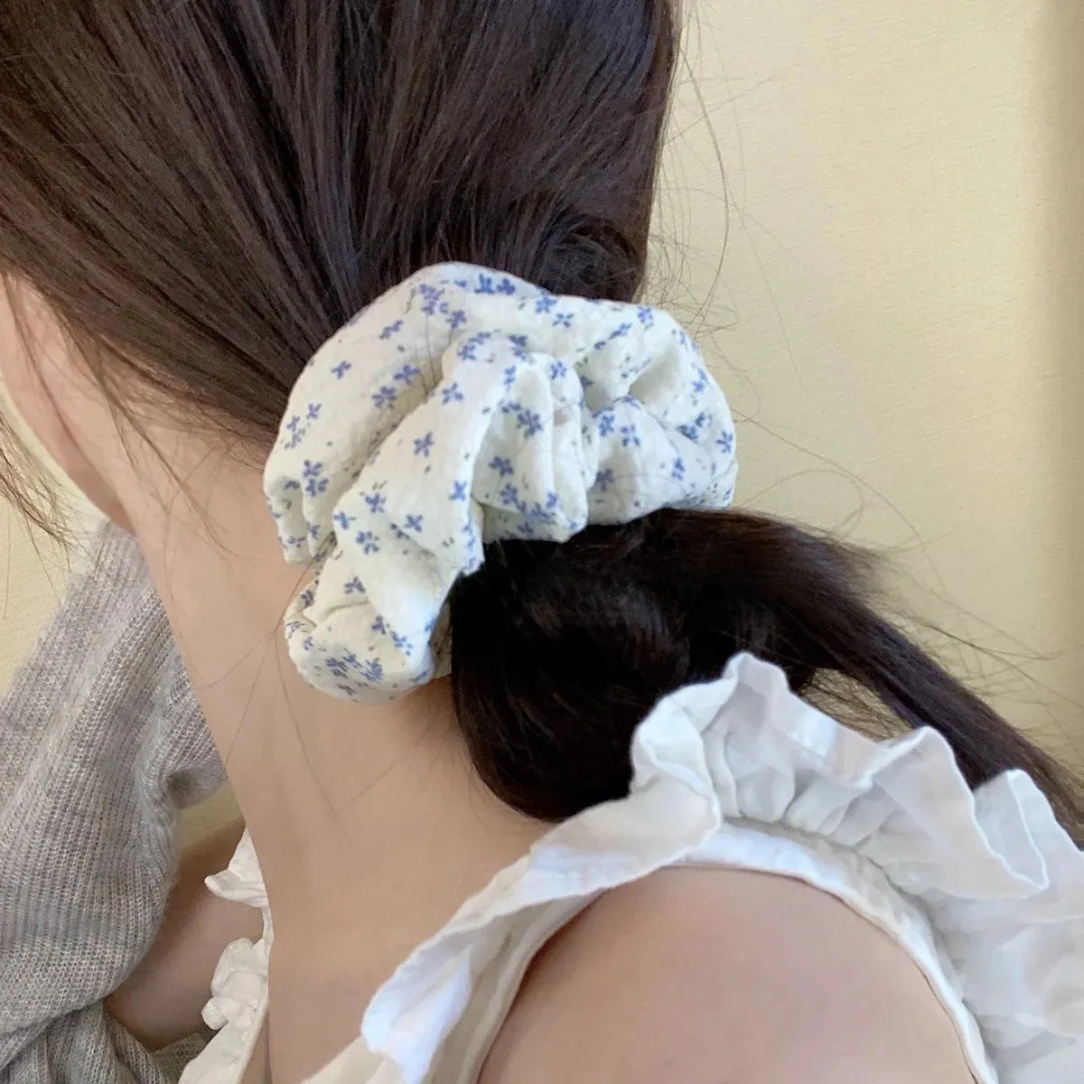 5 Stück Chiffon-Haarschals Mit Schleife – Blumige Haarbänder Für Damen & Mädchen, Pferdeschwanzhalter & Accessoire
