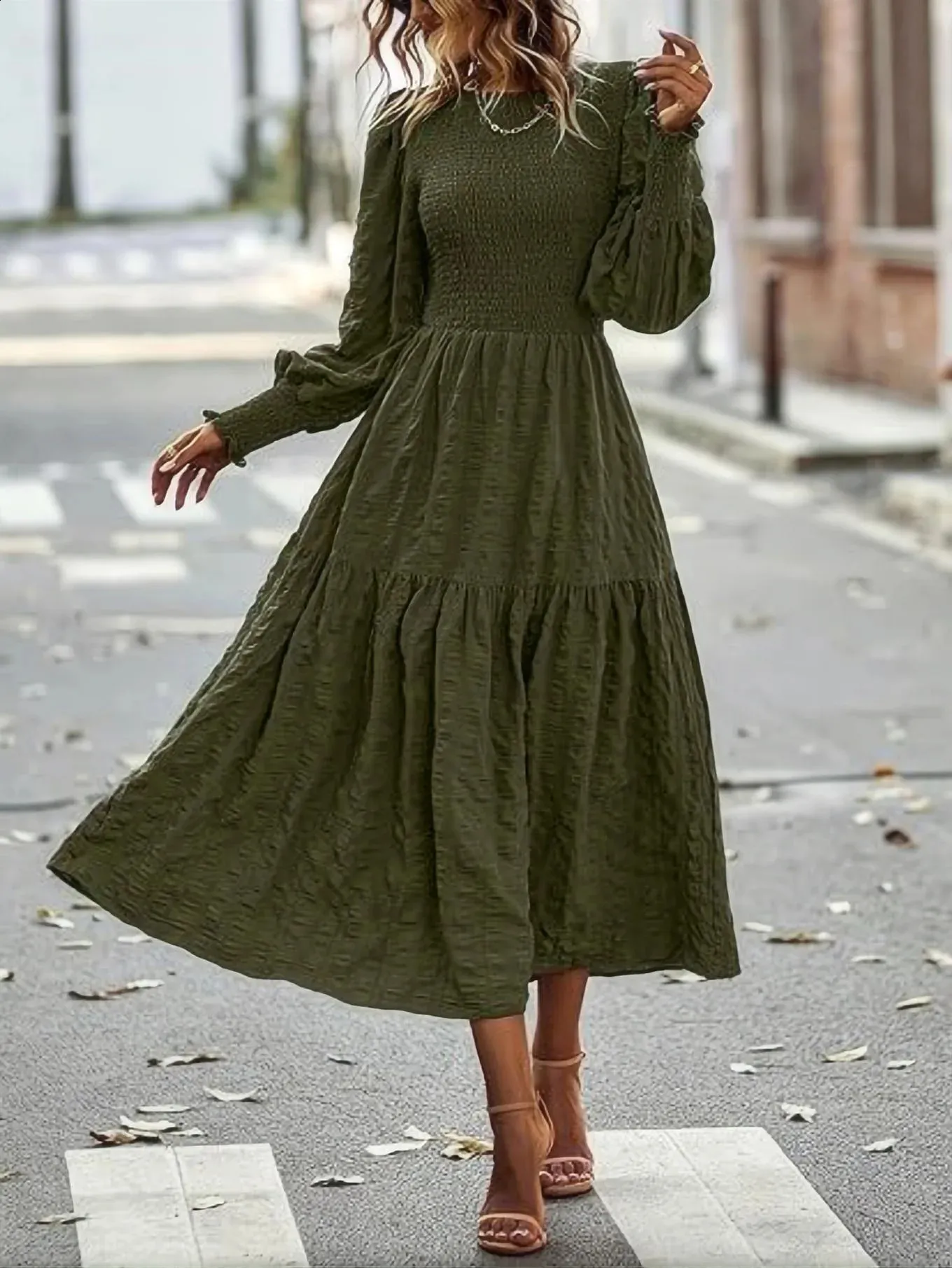 winter chiffon dress Autumn and Womens Bohemian Round Neck Lantern Sleeve Floor-Length from Dhgate Basic & Casual Dresses Plus Dragon Print Bodycon color-burnt-orange Big Kid Shoe Size:13.5 34 Waist