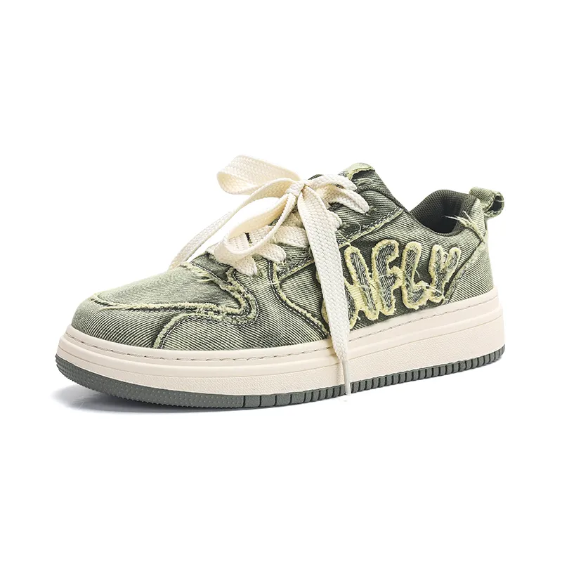 Board 2025 Autumn New Denim Breathable Thick Sole Korean Version Trendy And Versatile Low Top Casual Sports Men's_voghion.com