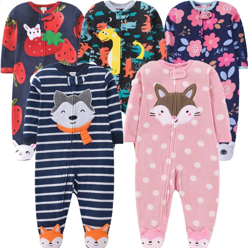 Born Baby Rompers Autumn Winter Zipper Fleece Sleepsuit Clothes Cute ...